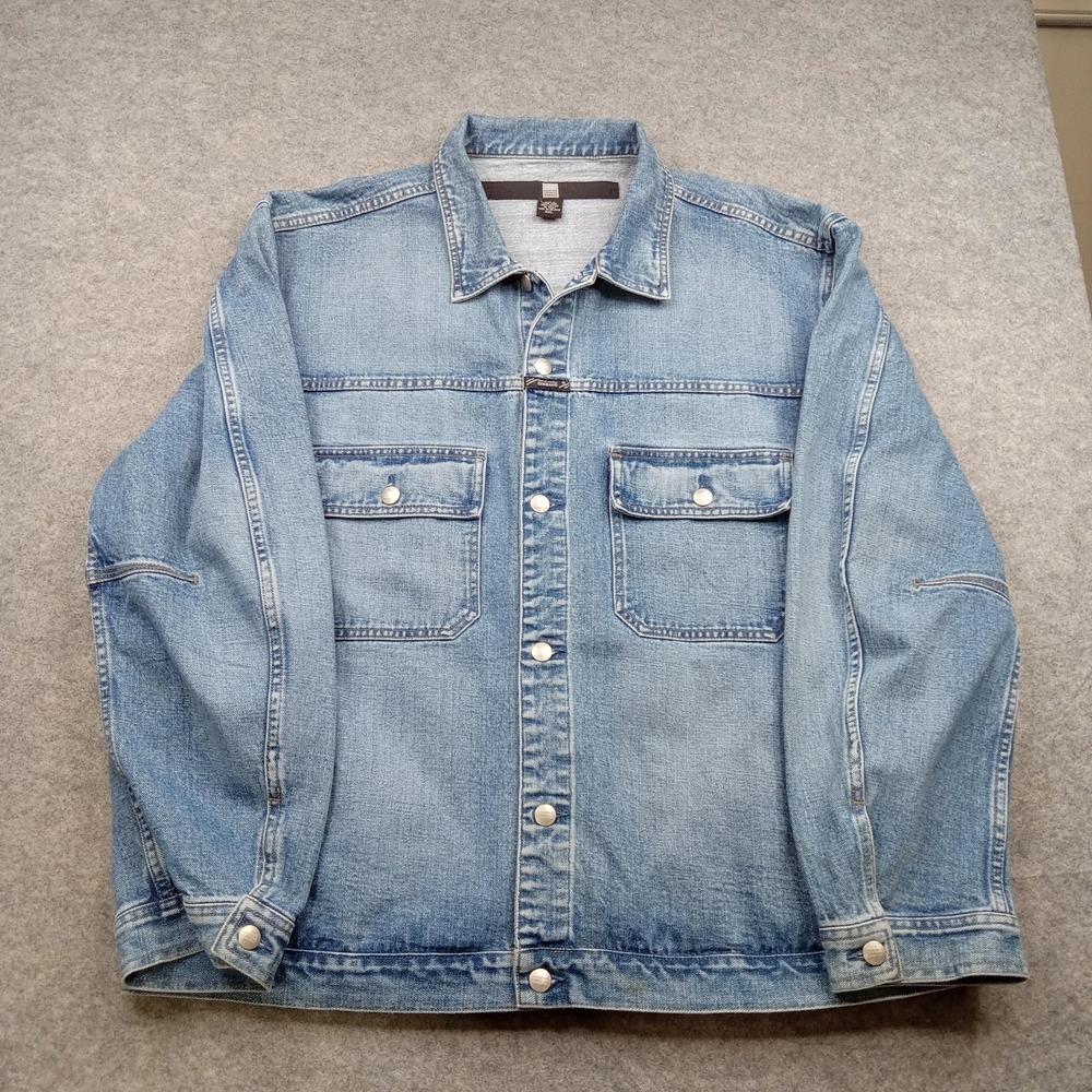 Vintage Girbaud Jacket Mens 2XL Blue Jean Marithe Francois Denim Snap Bomber 90s